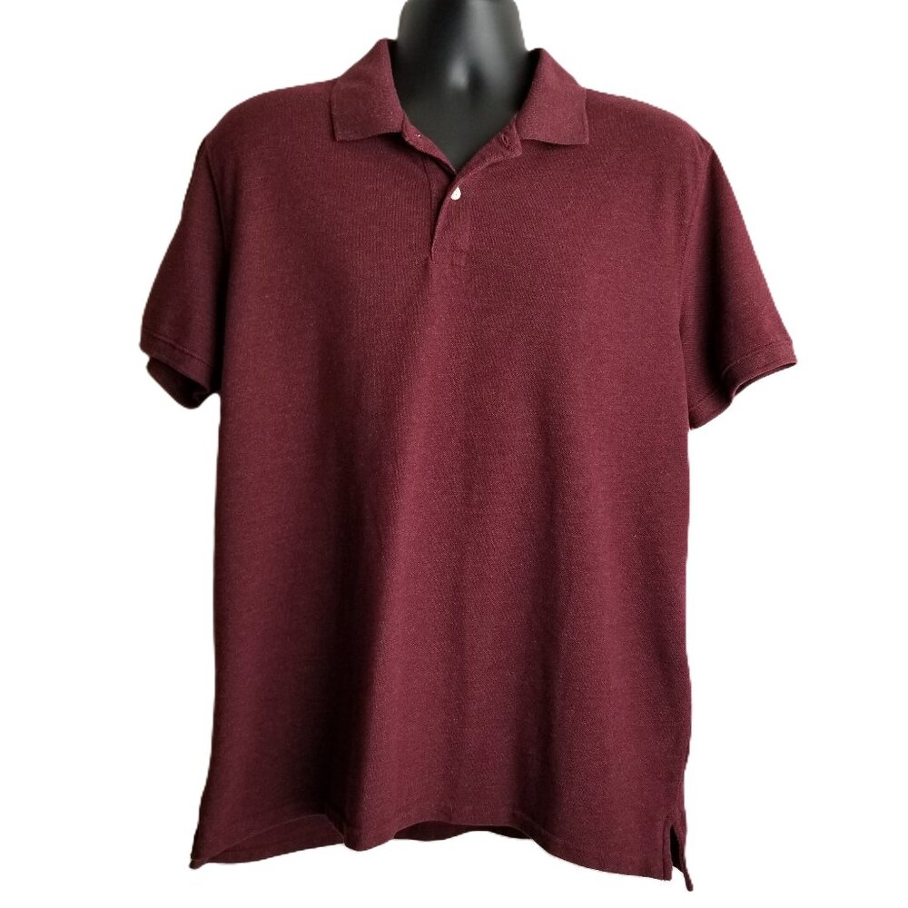 St Johns Bay Mens Large Burgundy Polo Shirt Legacy Cotton Blend Short Sleeve